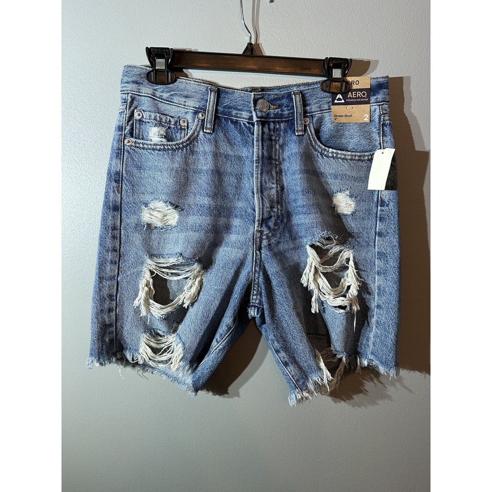 Aeropostale Skater Short 6inch Size 2 Distressed Button Fly NWT